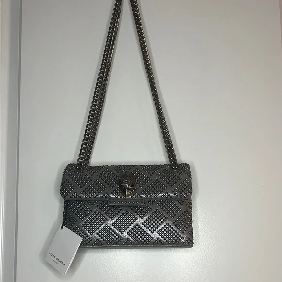 Kurt Geiger Studded Grey Shoulder Bag - Picture 3 of 12